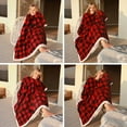 thumbnail image 3 of Buffalo Plaid Sherpa Throw TV Blanket, Super Soft Reversible Fleece Blanket for Cabin Bed or Couch, Catalonia series by Terrania, Red Plaid, 50"" x 60""., 3 of 7