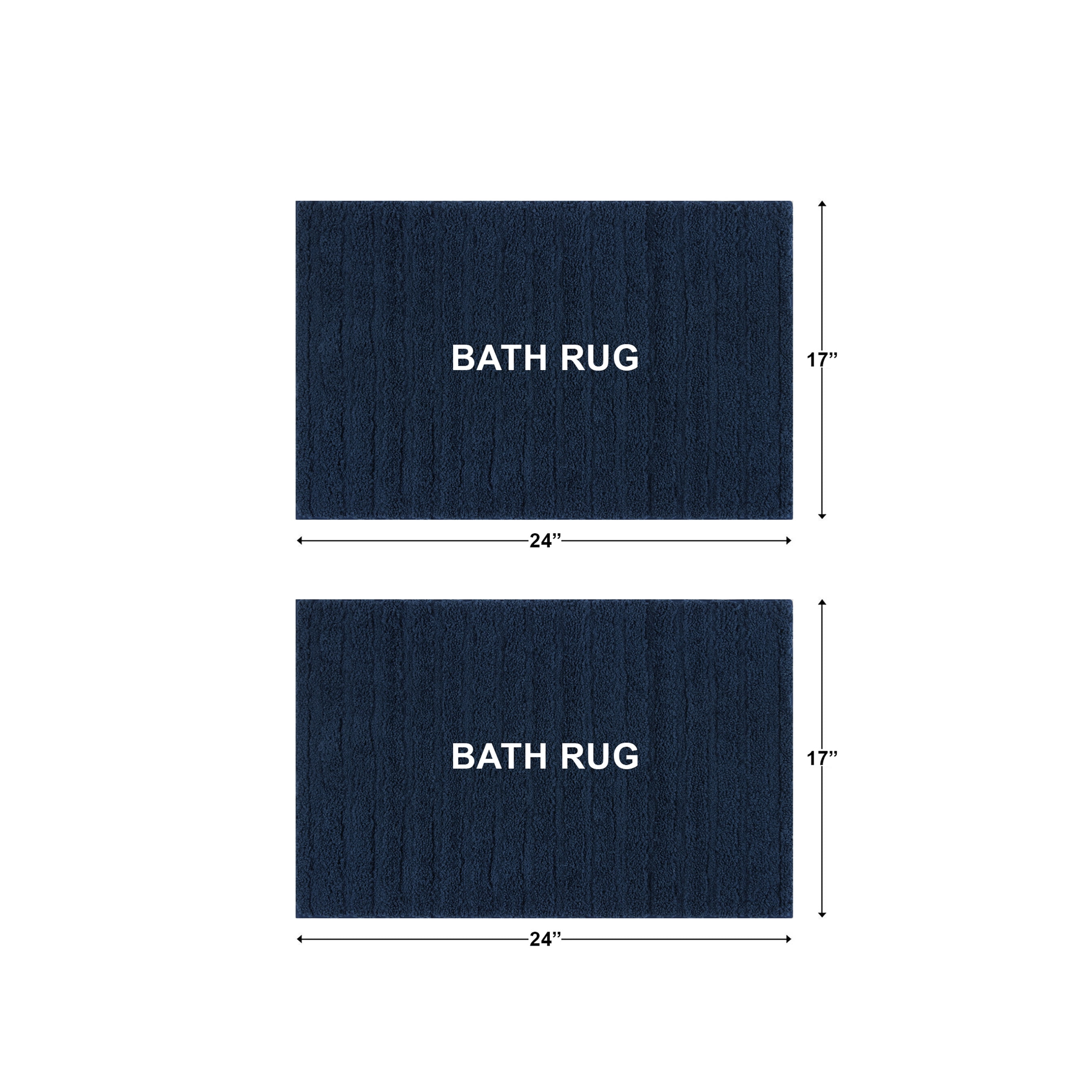 Mainstays Tufted Stripe 2 Piece Bath Rug Bundle, Blue Cove, 17 in x 24 in