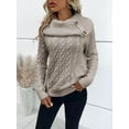 thumbnail image 6 of Casual Pullover Sweater For Women Pile Collar Knit Raglan Sleeve Sweater Jumper Tops, 6 of 7