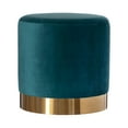 thumbnail image 4 of Vintiquewise QI004323.TBL Modern Round Velvet Fabric Standard Ottoman Stool with Gold Base, Teal blue, 4 of 9