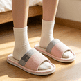 thumbnail image 6 of IEMIEMIEM Linen Slippers for Women Japanese Style Summer House Slippers Indoor Lightweight Open Toe Bathroom Slides Soft Sole Sandals for Home 8-9 wide, 6 of 6