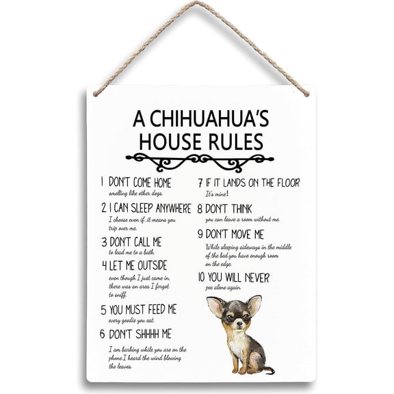 Zomyto A Chihuahua‘s House Rules Dog Wooden Signs 8x10, Dog Signs for , House Rules Sign, Dog Wall Decor, Chihuahua Gifts, Gifts for Dog Lovers