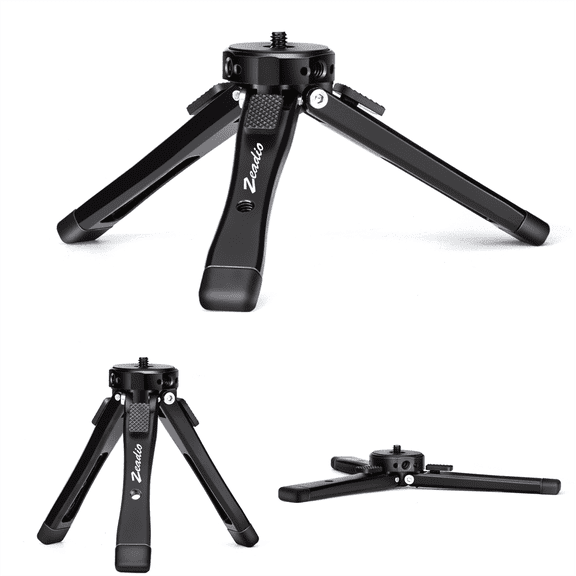 Zeadio Aluminium Alloy Adjustable Tripod Stand, Stable Portable Mount with Cold Shoe for Cameras and Gimbal Stabilizers