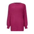 thumbnail image 3 of Sweaters for Women Women Solid Casual Loose Round Neck Long Sleeve Knitted Sweater Pullover, 3 of 4