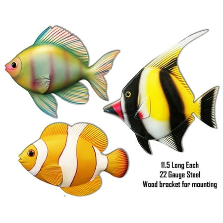 - Set Of 3 Tropical Fish Laser Cut Out Metal Signs 11.5