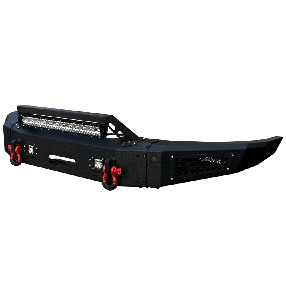 Vijay Compatible with 2015-2016-2017-2018 RAM 1500 Rebel Front Bumper Textured Black Steel with Light and D-ring