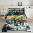 YST Colorful Elephant King Size Comforter Set, Boho Retro Wildlife