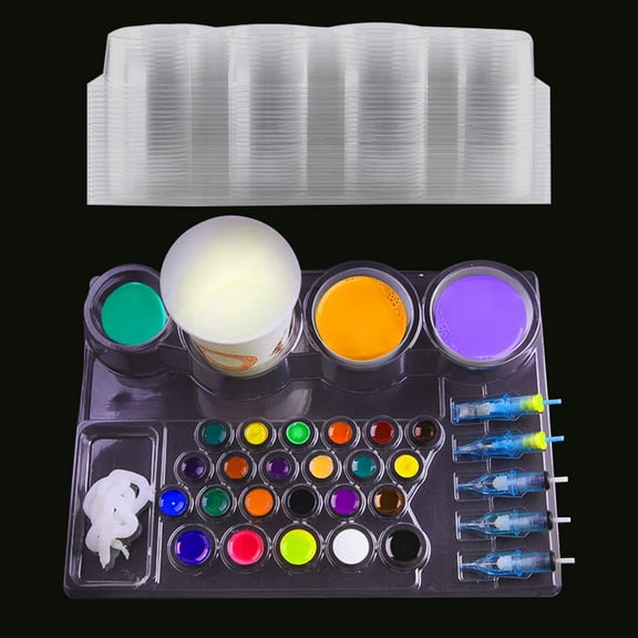 24 PCS Disposable Tattoo Cartridge Tray,Plastic Tattoo Cartridge Cup Holder for Working Cup Cleaning Cup