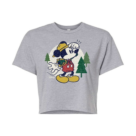 Disney - Mickey & Friends - Mickey Mouse - Hiking & Camping - Possible Wrong Turn - Juniors Cropped Cotton Blend T-Shirt