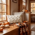 thumbnail image 6 of Sm:)e Halloween Goost Plush Faux Fur Jacquard Throw Pillow Cover 12x20 Inch Beige, Set of 2 Silky Soft Seasonal Cushion Case for Sofa Couch, 6 of 7
