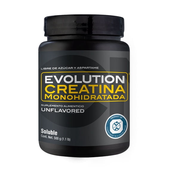 Monohidrato de Creatina Evolution Nutraceutical Bote Natural Soluble 500 Gramos Sin Sabor