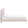 thumbnail image 4 of Platform Bed Frame, Tufted, Rivet Nailhead, Twin, Pink, Velvet, Bedroom, Modern Contemporary Boutique HB35325, 4 of 15