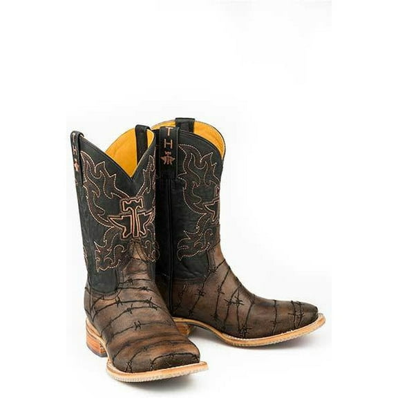 Men's Tin Haul Keep Out Boots With Longhorn Lights Out Sole Handcrafted Brown