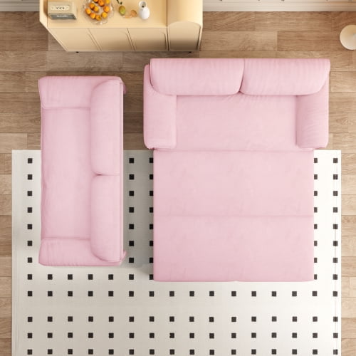66" Queen Pull Out Sofa Bed, 3-in-1 Convertible Velvet Sleeper Sofa with Side Storage, Loveseat Bed for Living Room, Pink