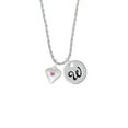 thumbnail image 2 of Delight Jewelry Silvertone Large October - Hot Pink Crystal Heart Silvertone Script Initial Disc - W - Charm Necklace, 20"+3", 2 of 4