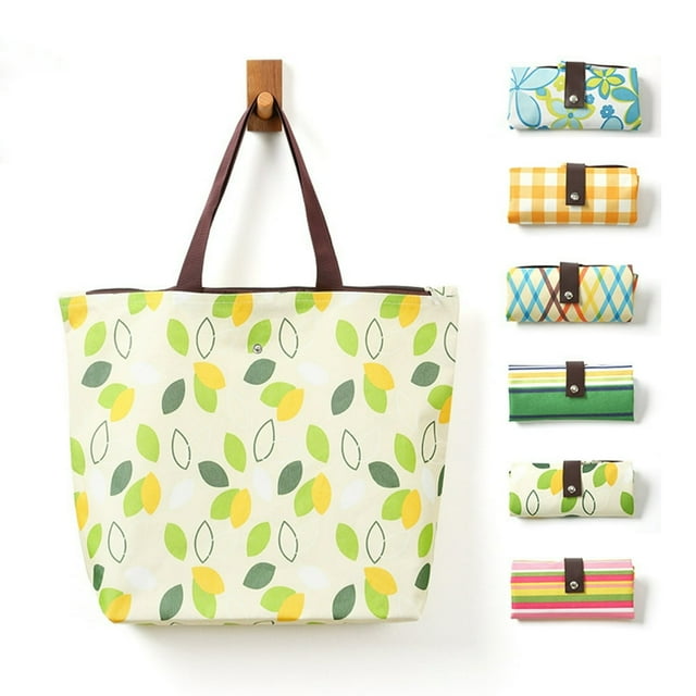 MesaSe Shopping Bag Waterproof Foldable Good Load-Bearing Exquisite Pattern Large Capacity Decorative Oxford Cloth Printing Women Shoulder Bag Grocery Pouch for Women