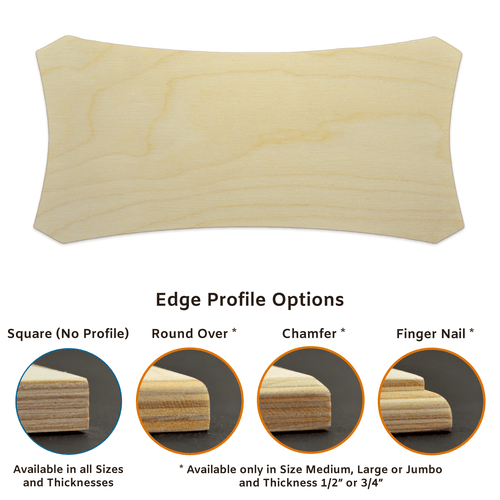 Pack of 1, Medium 8" x 4" x 1/2" Unfinished Plywood Square Edge Four