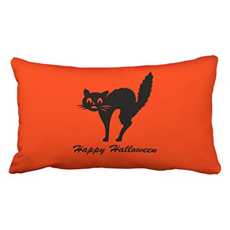 Winhome Vintage Frightened Black Cat Happy Halloween Orange