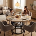 thumbnail image 3 of Table à Manger Ronde en Bois de 47 Pouces Gain de Place pour 4 à 6 Personnes – Design Moderne avec Tablette de Rangement – Cadre en Métal Robuste – Parfait pour la Cuisine, la Salle à Manger, l'Appartement, le Bureau – Couleur Bois Naturel, 3 of 8