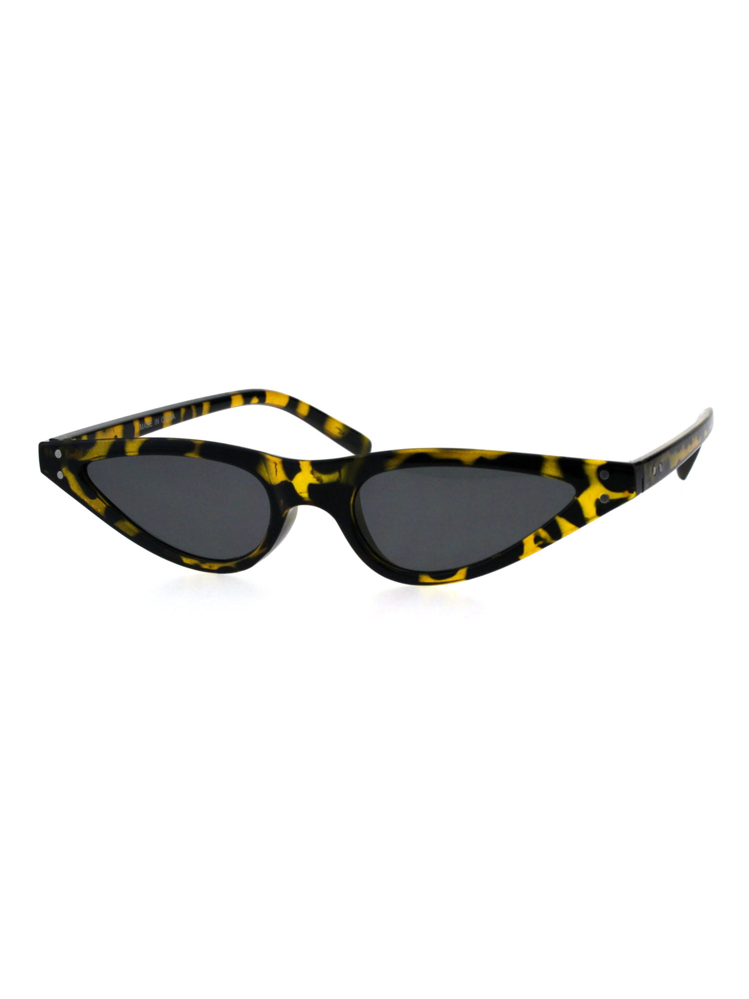 Sa106 Womens 80s Retro Vintage Goth Narrow Rectangular Cateye Sunglasses Tortoise Black