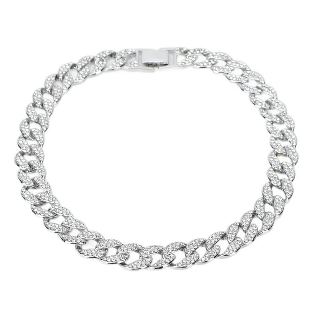 Collar cubano para hombre, joyería de diamantes de 16 pulgadas, collar de hip hop, cadena de eslabones cubanos de Miami, plata