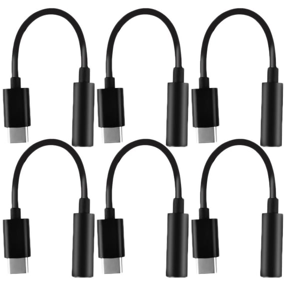 6PCS Speaker Male To Female Stereo USB 3.1 AUX Jack Cable Cord Audio Adapter Type-C To 3.5mm BLACK