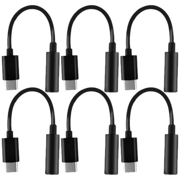 6PCS Speaker Male To Female Stereo USB 3.1 AUX Jack Cable Cord Audio Adapter Type-C To 3.5mm BLACK