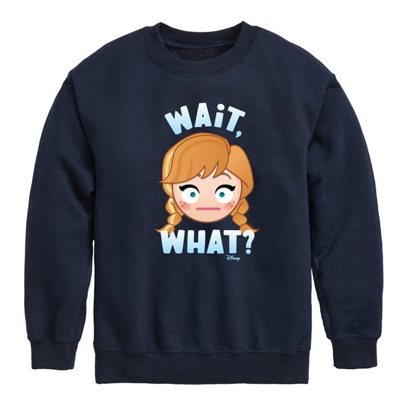 Disney Emoji - Wait What Anna - Toddler And Youth Crewneck Fleece Sweatshirt