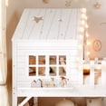 thumbnail image 4 of Bellemave Twin Size Loft Bed with Slide and LED Lights, Wood House Roof Low Loft Beds Frame with Ladder, Under Bed Storage, No Box Spring Needed（White), 4 of 8