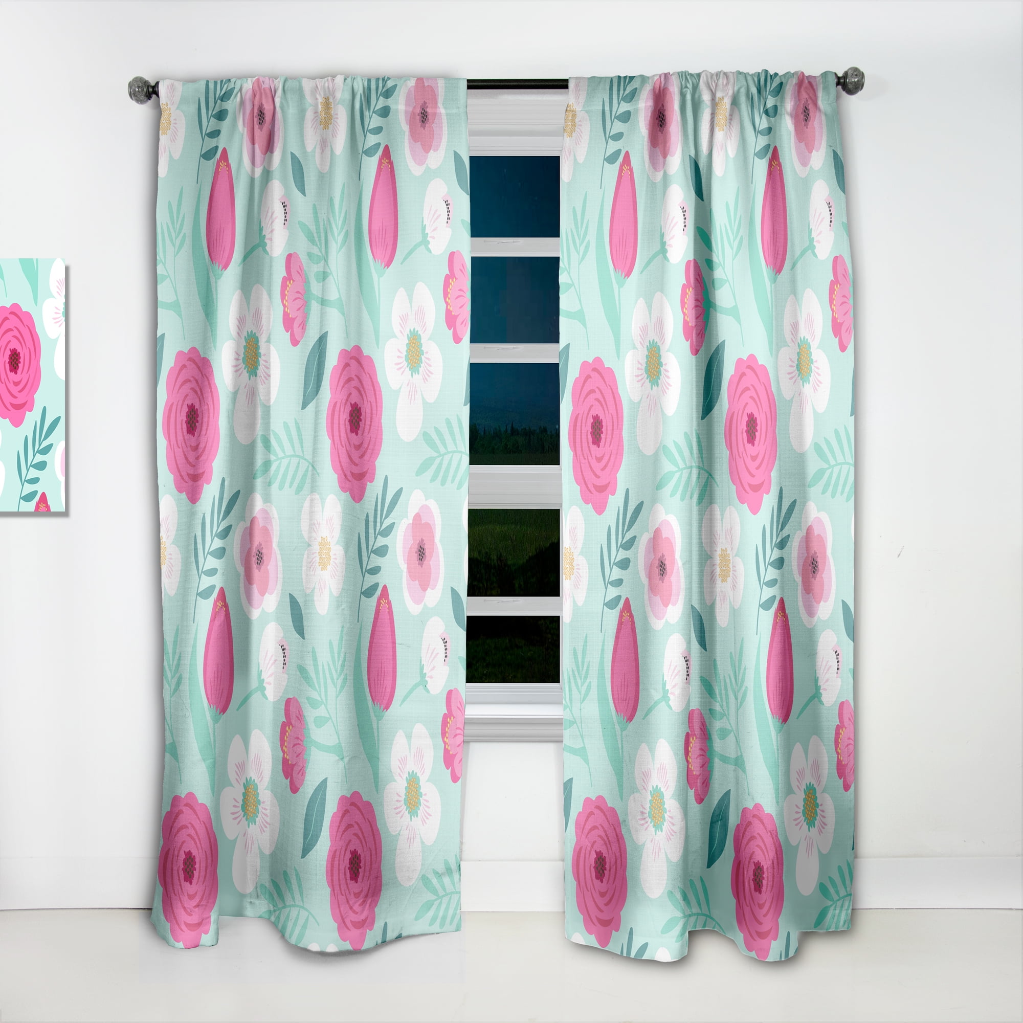 Designart 'Blossom Pink XV' Modern & Contemporary Curtain Panel