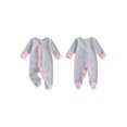 thumbnail image 3 of Cjfdfy Newborn Baby Girl Footed Fall Clothes She's Here Embroidery Footed Romper Long Sleeve Fall Bow Ruffle Jumpsuit Infant Cute Coming Home Fall Winter Outfit, 3 of 8