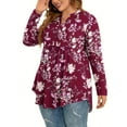 thumbnail image 4 of TARAINYA Women's Plus Size Tops Long Sleeve Henley V Neck Button Up Flowy T Shirts Tunic Loose Blouses, 4 of 8