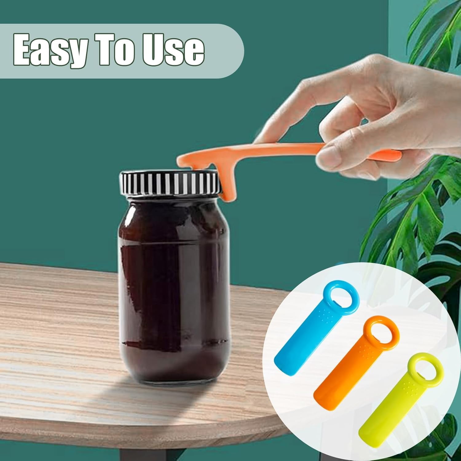 FRKSMD-3-Pack Easy Grip Can Openers - Jar Key Lid Openers - 5.5" Colored Plastic Can Openers for Weak Hands, Seniors