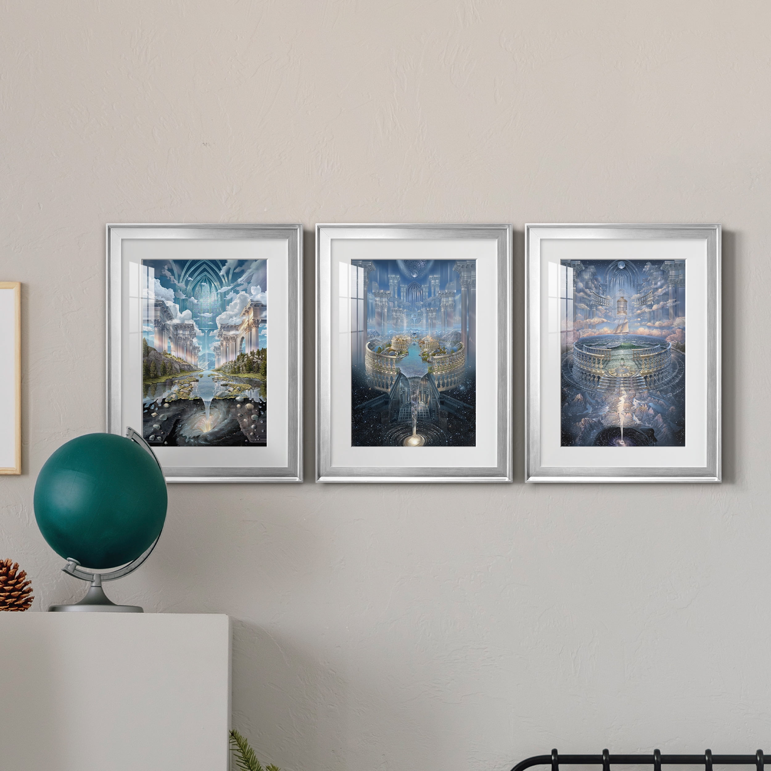 Genesis II Premium Framed Prints Set of 3 - Ready to Hang - 22 x 30 Each - Silver Frame