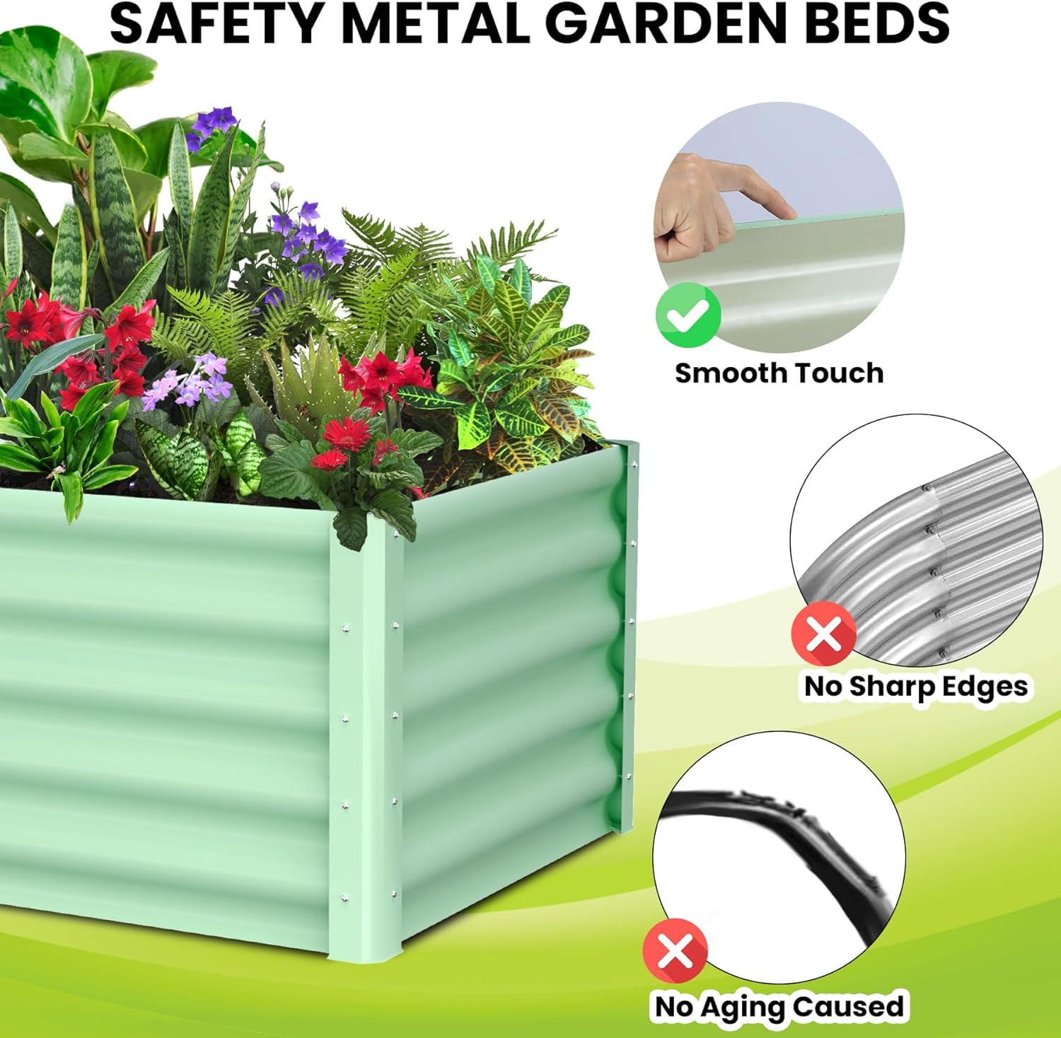 2-Pack Large Raised Garden Bed Kit with Open Base,Outdoor Galvanized Metal Patio Planter Box with Safety Rubber & Gloves for Vegetables Flowers
