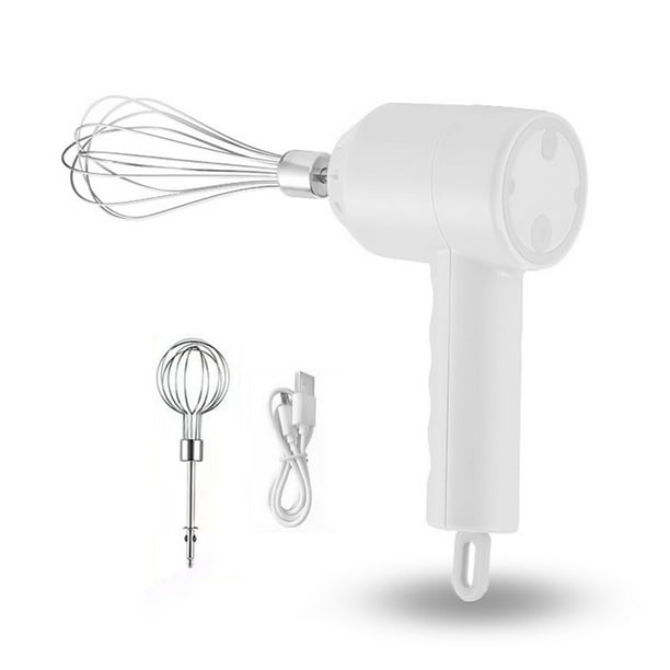 Bewildely Batidor de huevos eléctrico, mezclador de alimentos portátil inalámbrico USB, 3 velocidades, batidora de para hornear en la Herramientas y accesorios para hornear Blanco
