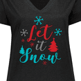 thumbnail image 4 of Inktastic Let It Snow, Snowflakes, Christmas - Red Blue Gray Women's Plus Size V-Neck T-Shirt, 4 of 5