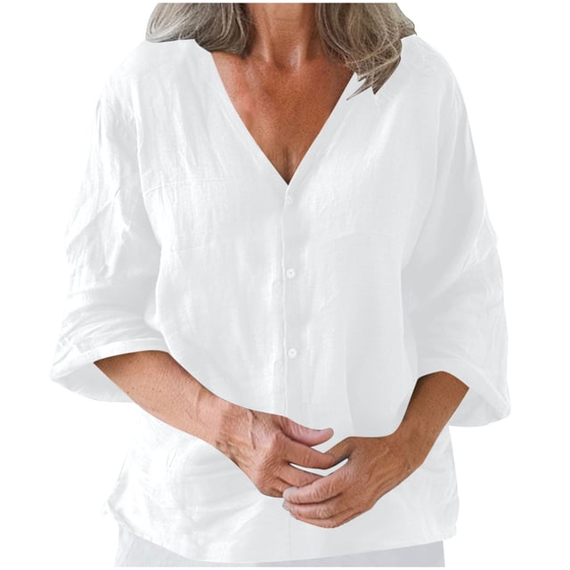 Algodón Falda Larga Mujeres Nuevo Casual Algodón Y Lino Manga Corta Pullover, V-Cuello Puerta Tubo Multi-Color Top