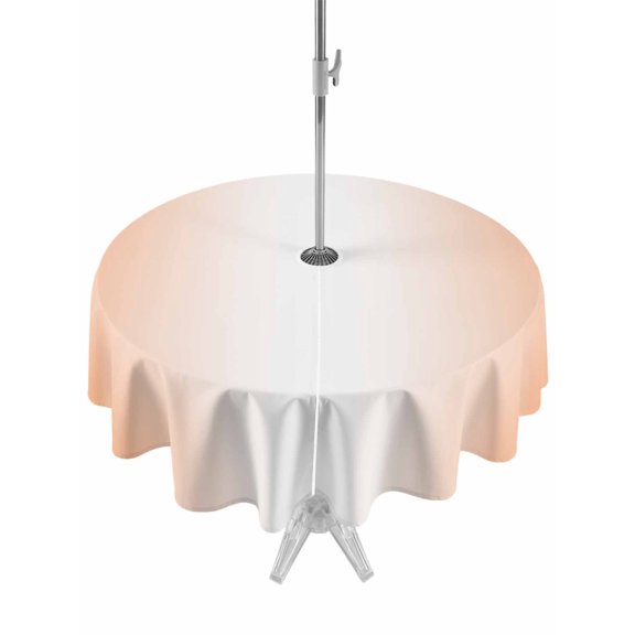 Outdoor Table Cloth with Umbrella Hole and Zipper, LightSalmon Ombre Waterproof Round Tablecloth 60 Inch, Modern Gradient Abstract Art Washable Table Cover for Outside Party Patio Picnic