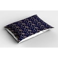 thumbnail image 2 of Ambesonne Dragonfly Pillow Sham 2 Pack, Floral Art Lilies Lupines, 30"x20", Dark Blue and Multicolor, 2 of 3