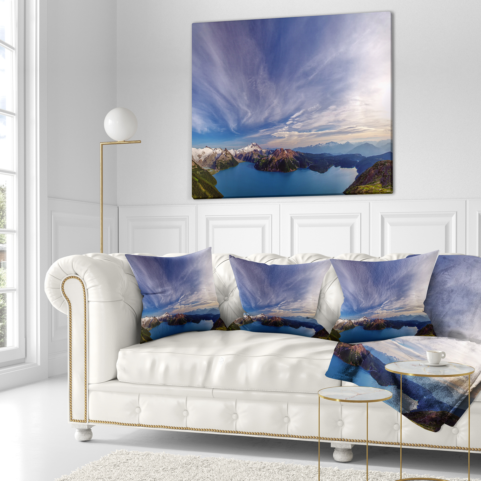 Designart Stunning View of Clear Lake - Landscape Printed Throw Pillow - 16x16