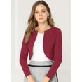 thumbnail image 2 of Cárdigan Allegra K Crop Top Dobladillo Curvo Frente Abierto Bolero Hombros De Otoño Invierno Para Mujer Borgoña XL, 2 of 6