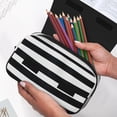 thumbnail image 6 of Sikiie Black And White Stripes Print Flip Double-layer Pencil Case, All-purpose Stationery Bag for Study and Office, Zipper Design, Unisex, 6 of 7