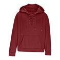 thumbnail image 5 of BXINGOHAI Mens Distressed Tactical Hoodies Sweatshirts Rotro Lace Up Hooded Pullover Outdoor Sports Long Sleeve Shirts Today Red,2XL, 5 of 5