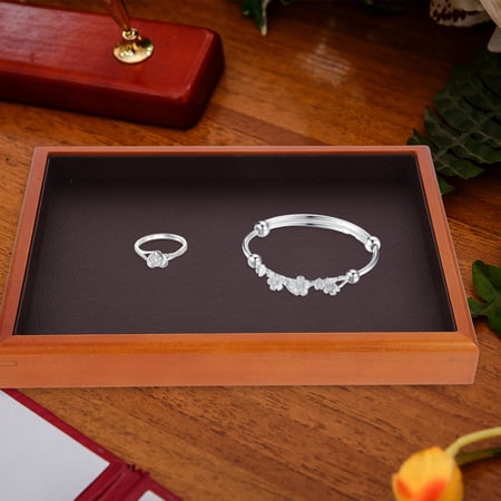 Healifty Light Brown Wooden Trinket Dish for Jewelry and Cosmetics Storage
