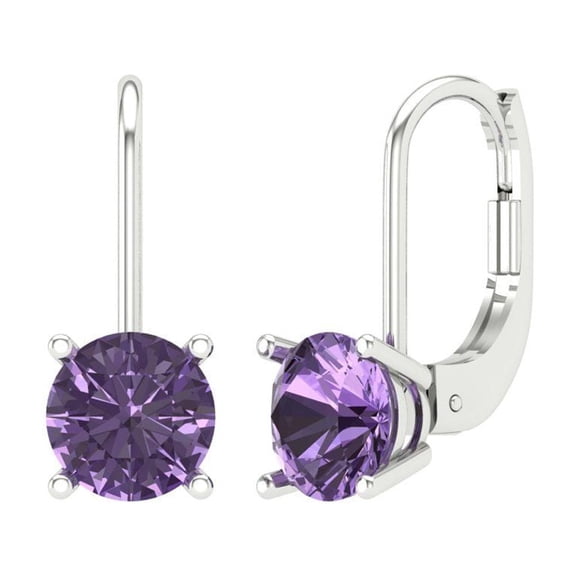 Clara Pucci 2Ct Alexandrite Round Cut VVS1 Lever Back Drop Dangle 18k Solid hypoallergenic Gold Designer Earrings For June