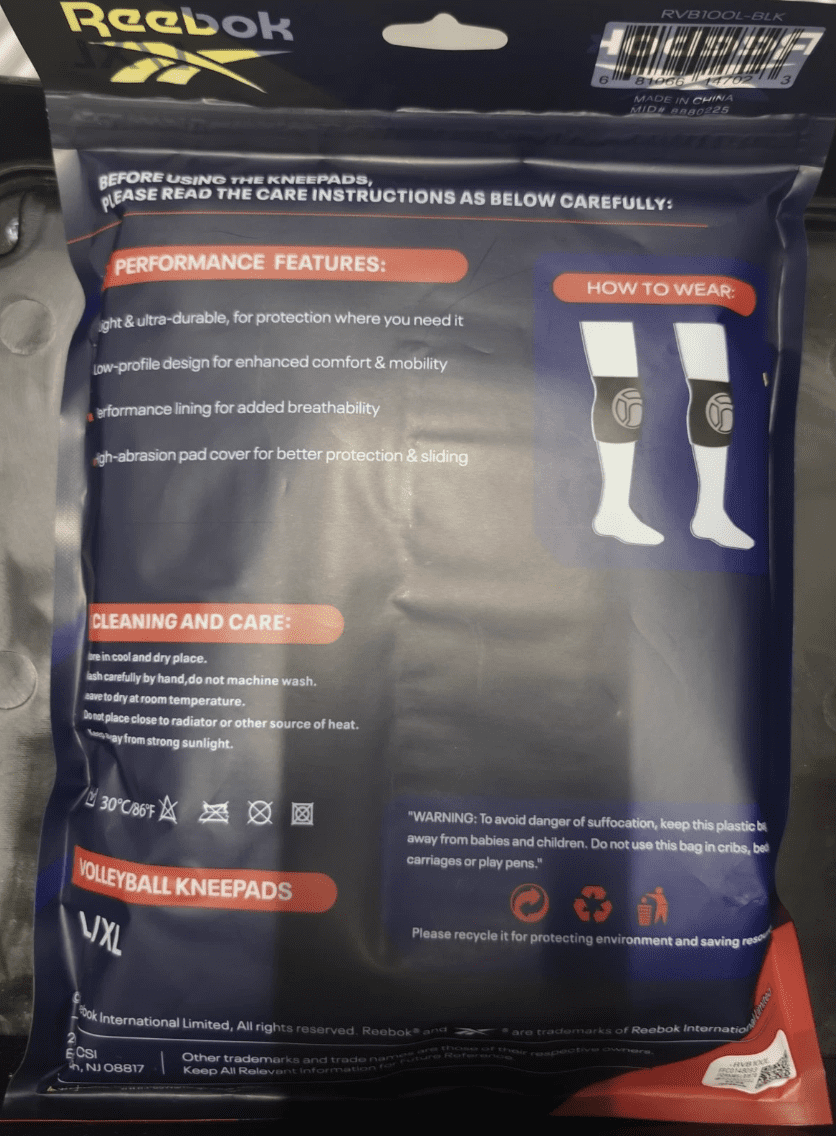 Reebok Volleyball Knee Pads Padded Protective 2-Pack L-XL