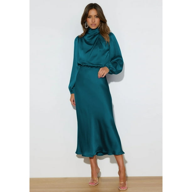 Vestido elegante de satén para mujer, vestido de cóctel, vestidos de fiesta, vestidos largos.