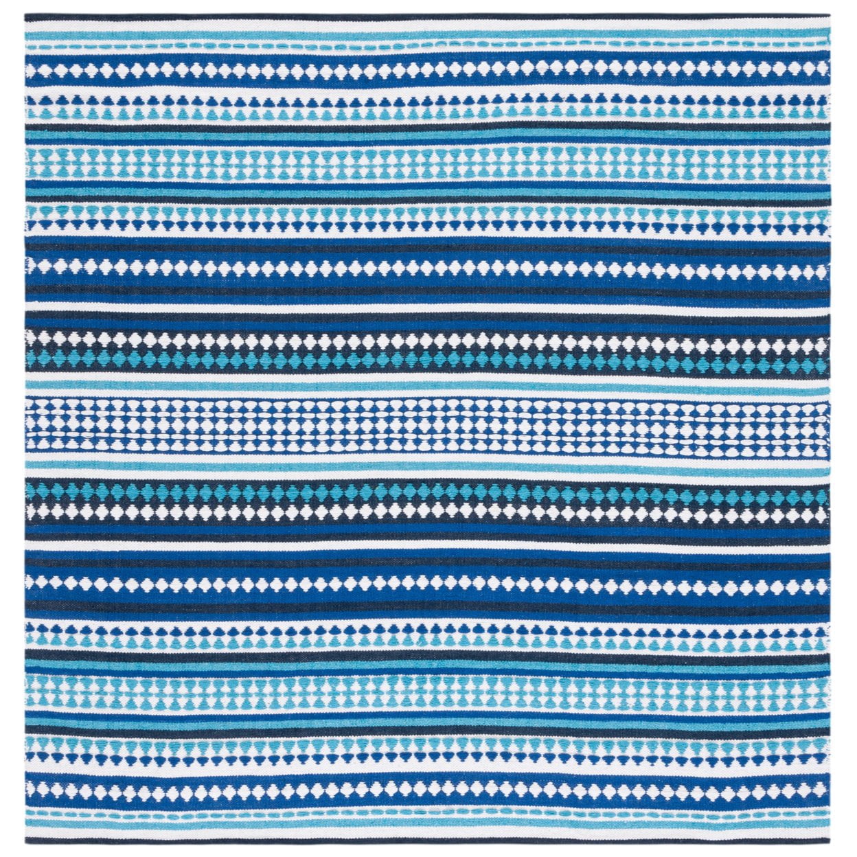 SAFAVIEH Montauk Kenyon Southwestern Cotton Area Rug, Blue/Ivory, 5' x 8'