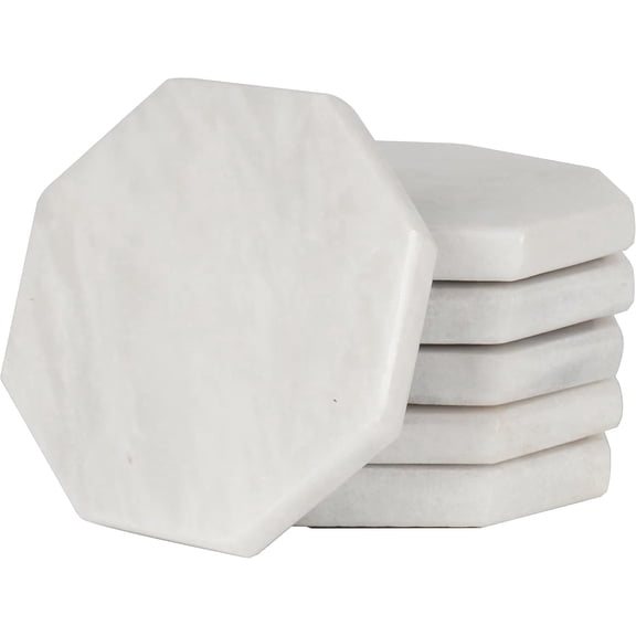 Radicaln Marble Coasters Star 3.5" Inches White Handmade Marble Drink Coasters for Home and Kitchen, Drink Coaster Set of 6, Ideal Coaster for Drink